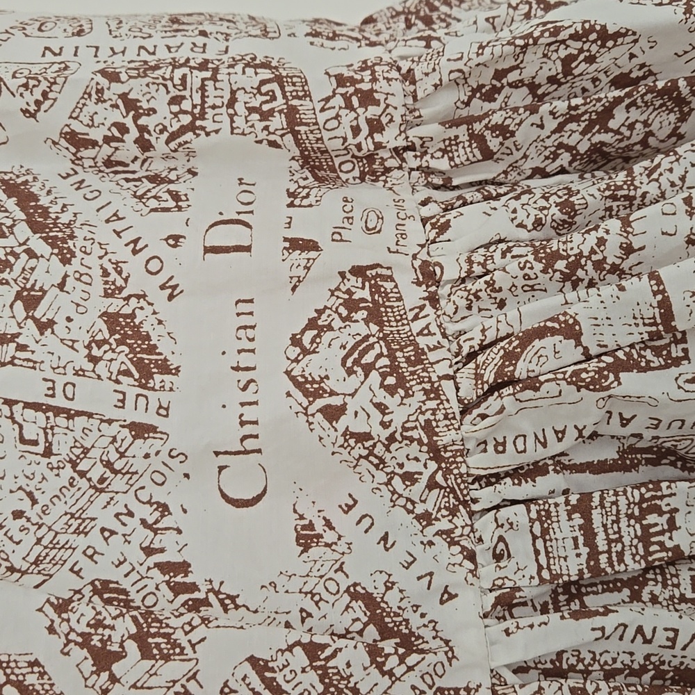 DIOR • Brown and Cream Map Print Mini Dress, Size 6 - Picture 3 of 7